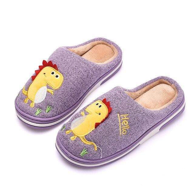 Chaussons Dinosaure Sympathique Mauve