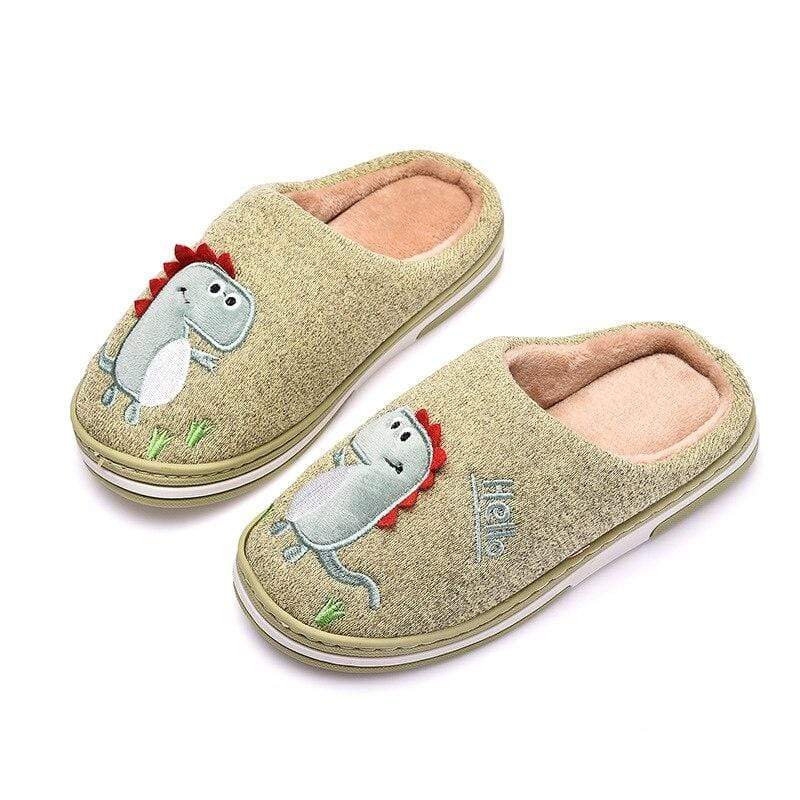 Chaussons Dinosaure Sympathique Vert