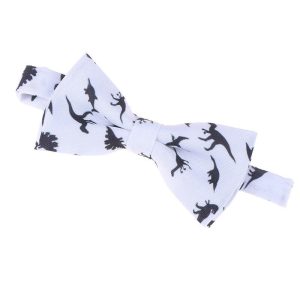 noeud papillon blanc dinosaures