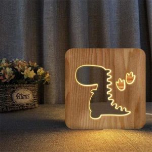 Lampe Dinosaure en Bois
