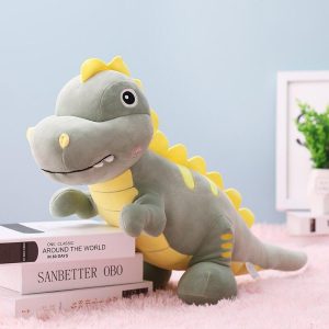 Peluche Dinosaure avec Rayures Vert Foncé