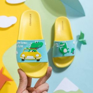 Chaussons Dinosaure en Voyage Jaune