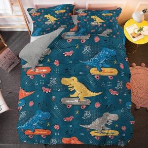 Housse de Couette Dinosaure Bleu Marine