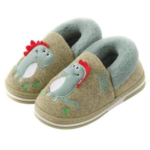 Pantoufles Dinosaure Vertes