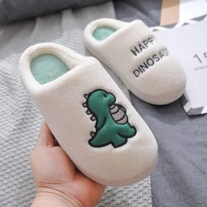 Chaussons Dinosaure Happy Blancs
