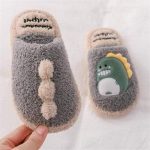 Chaussons Gros Dinosaure Gris