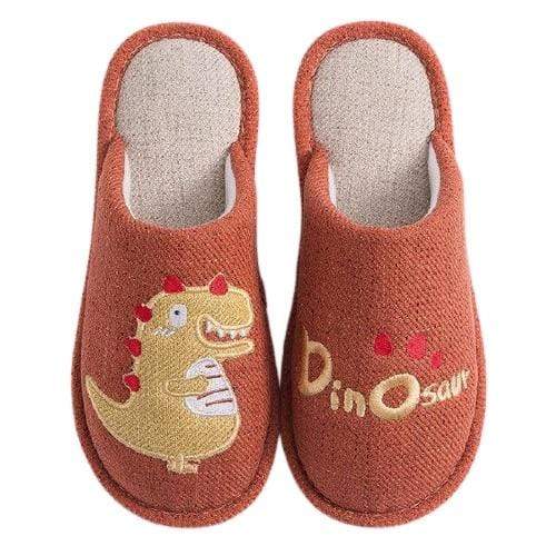 Chaussons Dinosaure Adulte Orange