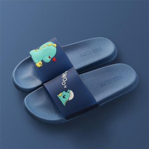 Chaussons Adulte Bébé Dinosaure Bleu Marine