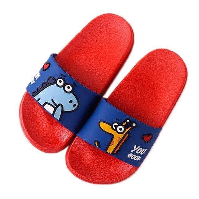 Chaussons Dinosaures Amoureux Rouge