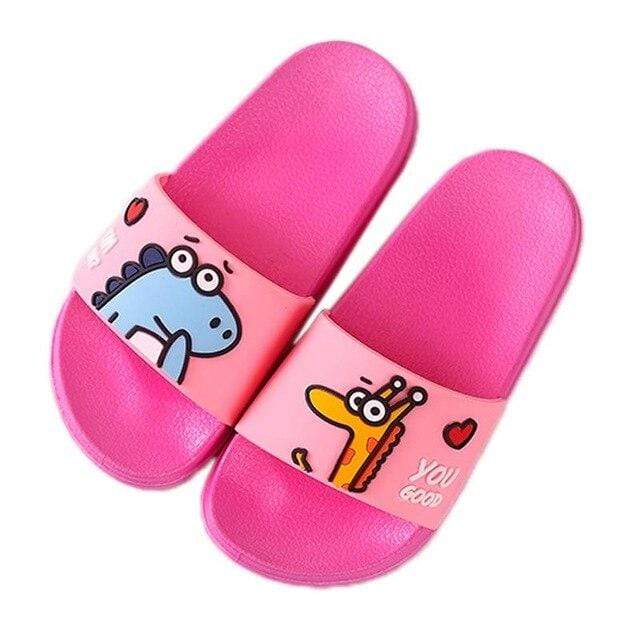 Chaussons Dinosaures Amoureux Fuchsia