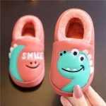 Chaussons Dinosaure Fille Rose foncé