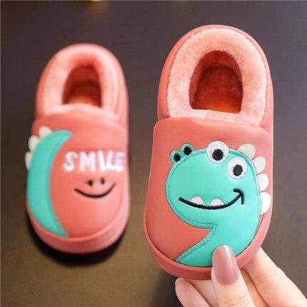 Chaussons Dinosaure Fille Rose foncé