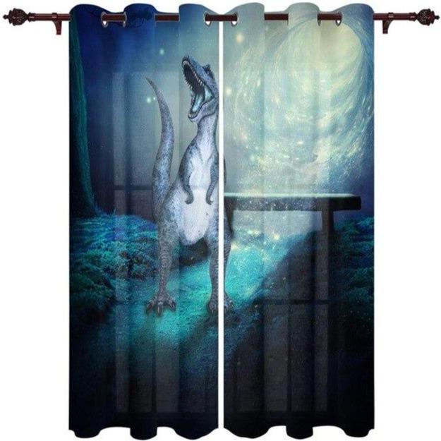 Rideau Motif Dinosaure Avec Oeillet