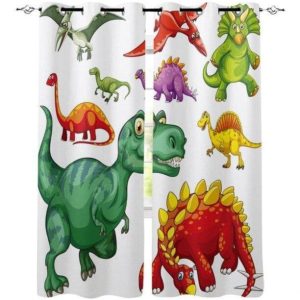 Rideau Motif Dinosaure Anneaux