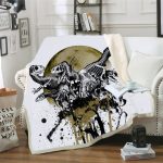 Plaid Dinosaure Gris Et Blanc