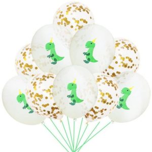 Ballons Anniversaire Dinosaure Blancs