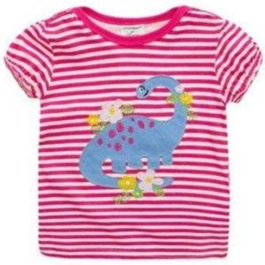 T-Shirt Dinosaure Pour Fille Rayé