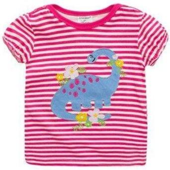 T-Shirt Dinosaure Pour Fille Rayé