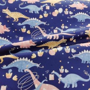 Tissu Dinosaure Bleu